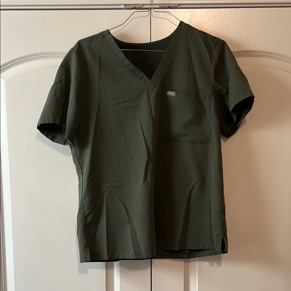 Olive Green Figs Scrub Top